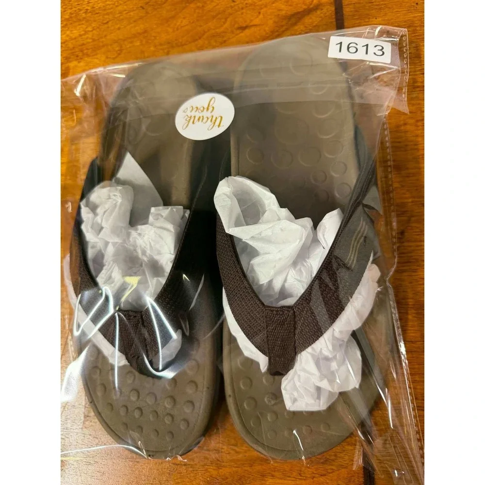 Vionic Mens 8 Womens 9 Brown Wave Flip Flop Sandal Orthotic Arch Support 44WAVE